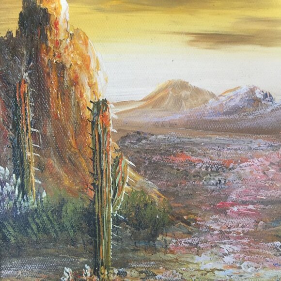 Painting Framed Desert Landscape Acrylic 12 X 11 - Picture 3 of 5